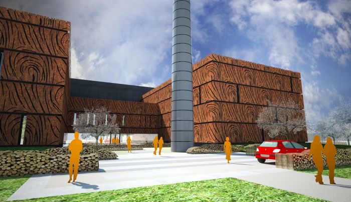 Een renderbeeld van de biomassacentrale in Purmerend.