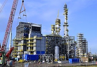 Photo of the foundations and civil engineering works for HyCO5, which will be responsible for the capture and collection of CO2.