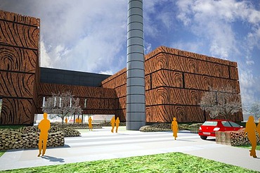 Een renderbeeld van de biomassacentrale in Purmerend.