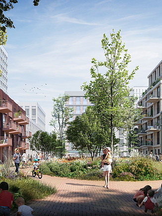 Render of flats in the &Amsterdam project
