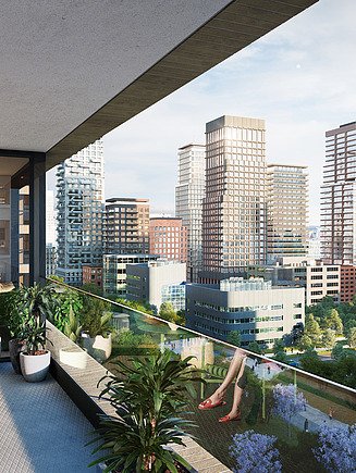 Render van appartementen in project &Amsterdam