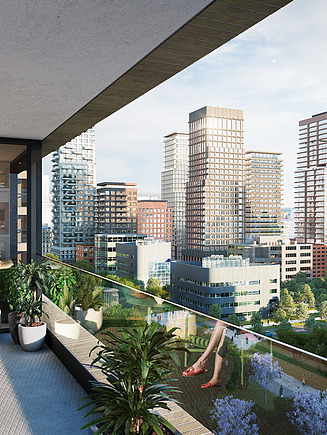 Render of flats in the &Amsterdam project