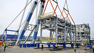 Foto van de funderingen en infrawerken van Hyco 5, dat zal instaan voor afvang en verzameling van CO2.