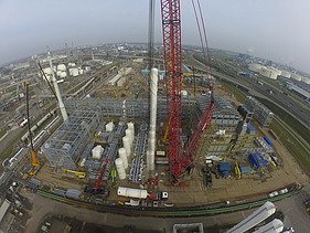 Foto van de funderingen en infrawerken van Hyco 5, dat zal instaan voor afvang en verzameling van CO2.