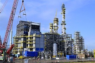 Foto van de funderingen en infrawerken van Hyco 5, dat zal instaan voor afvang en verzameling van CO2.