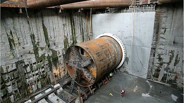 A photograph of the infrastructure of the Randstadrail Staten Tunnel in Rotterdam