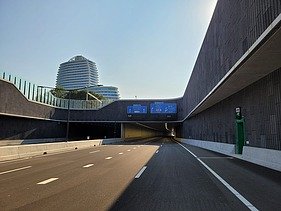 Een foto van de vernieuwde zuidelijke ringweg in Groningen