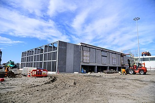A photograph of the Porthos construction site in Rotterdam.