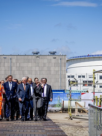 Delegatie bij het bezoek van Bondspresident Steinmeier en Koning Willem-Alexander aan Porthos.